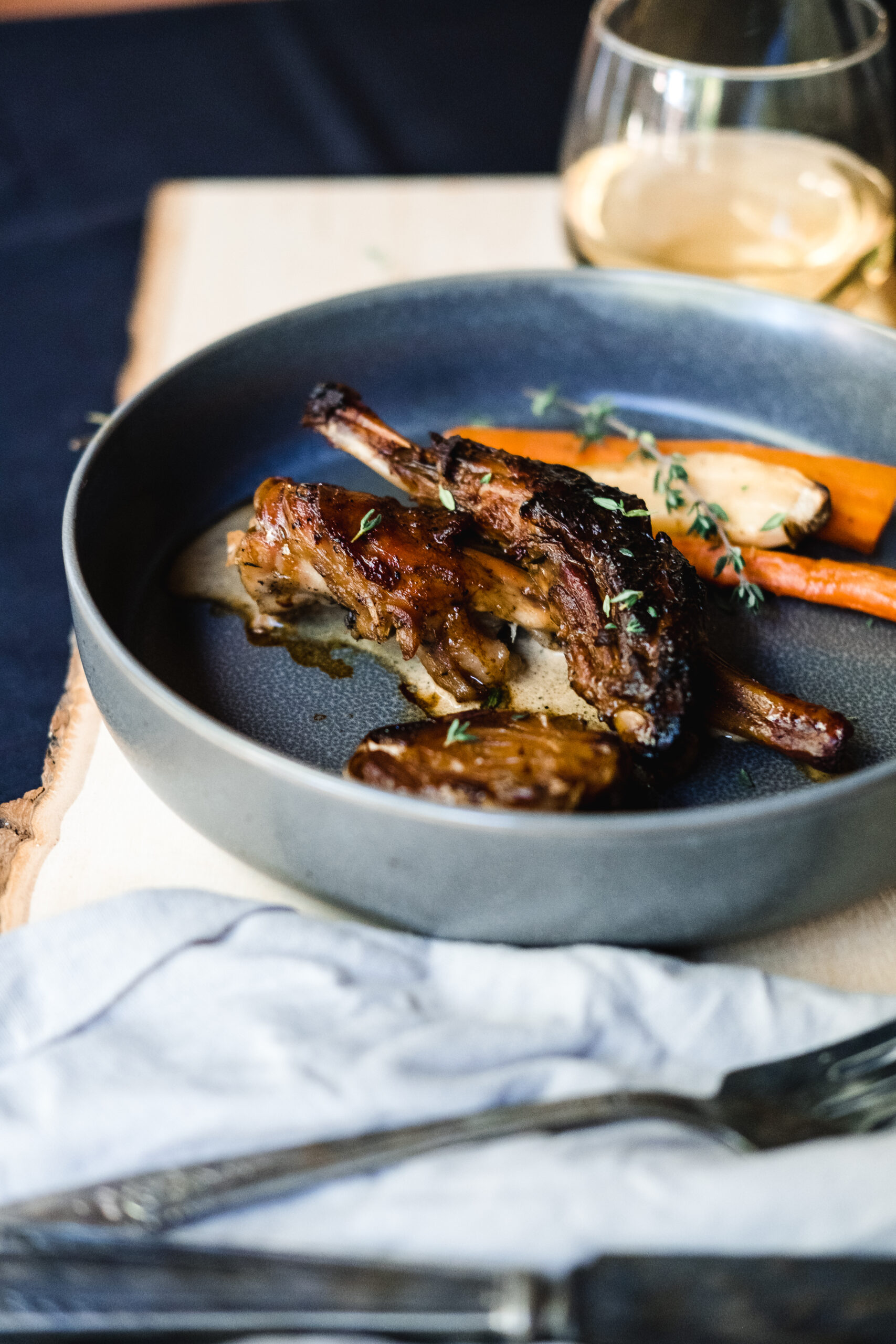 Braised rabbit recipe from The Bend's Farm to Table archives.