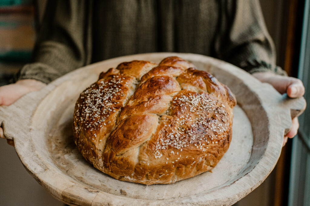 Holiday bread on a serving platter.