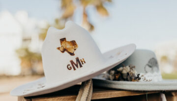 Two custom hats from The Hat Bar Co. in Corpus Christi, Texas.