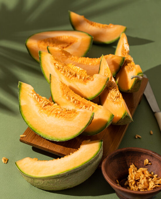 Slices of fresh and delicious cantaloupe.