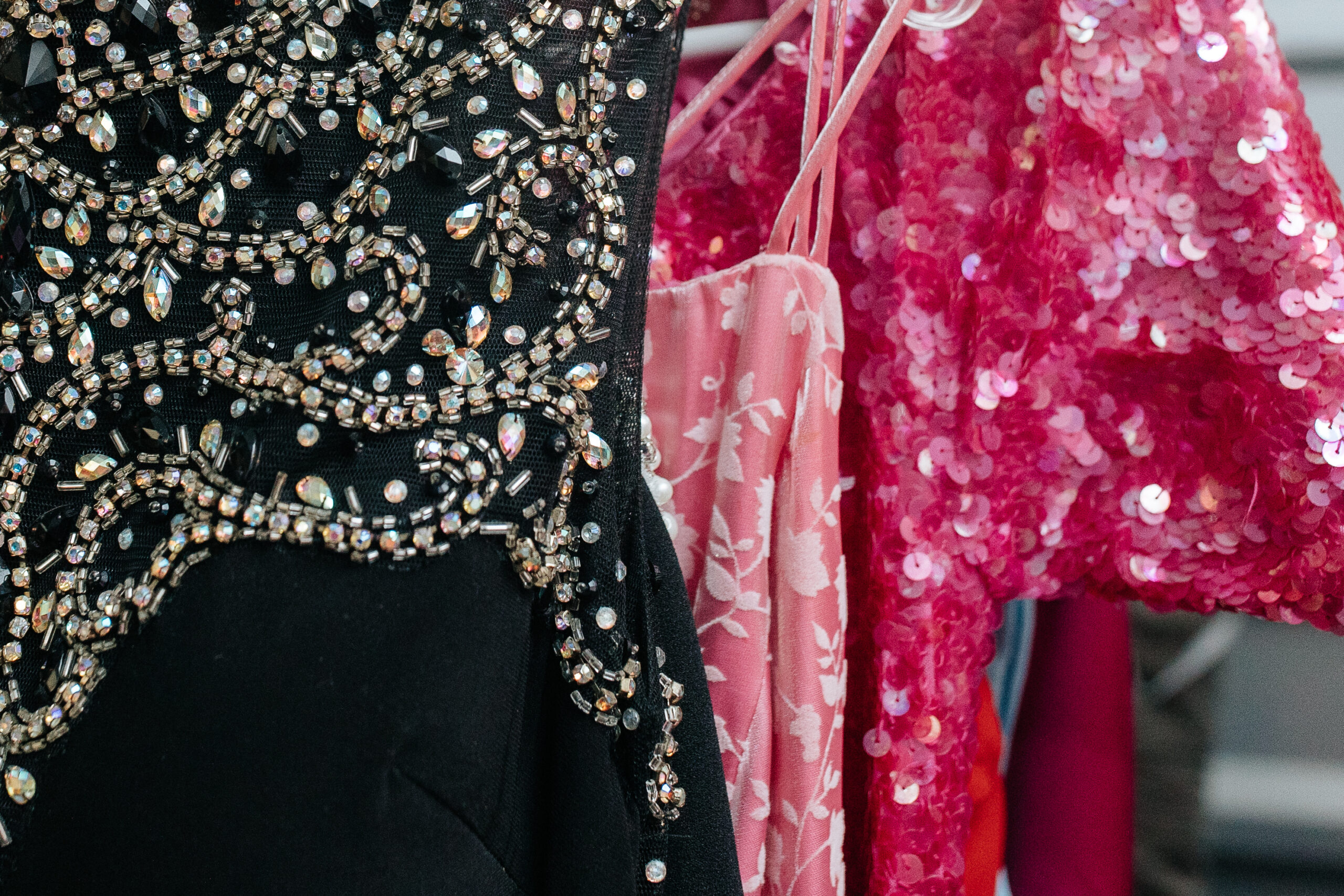 An assortment of prom dresses from Coastal Bend Fairy Godmothers, a non-profit helping to make prom night memorable for underprivileged youth in the region.