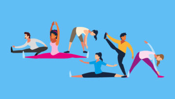 An illustration of a group stretching. The benefits of stretching are boundless, here's what you can expect from assisted stretching at Stretch Zone Corpus Christi.