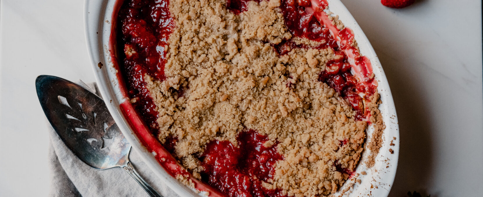 Strawberry Rubarb Crumble made from garden-fresh berries.
