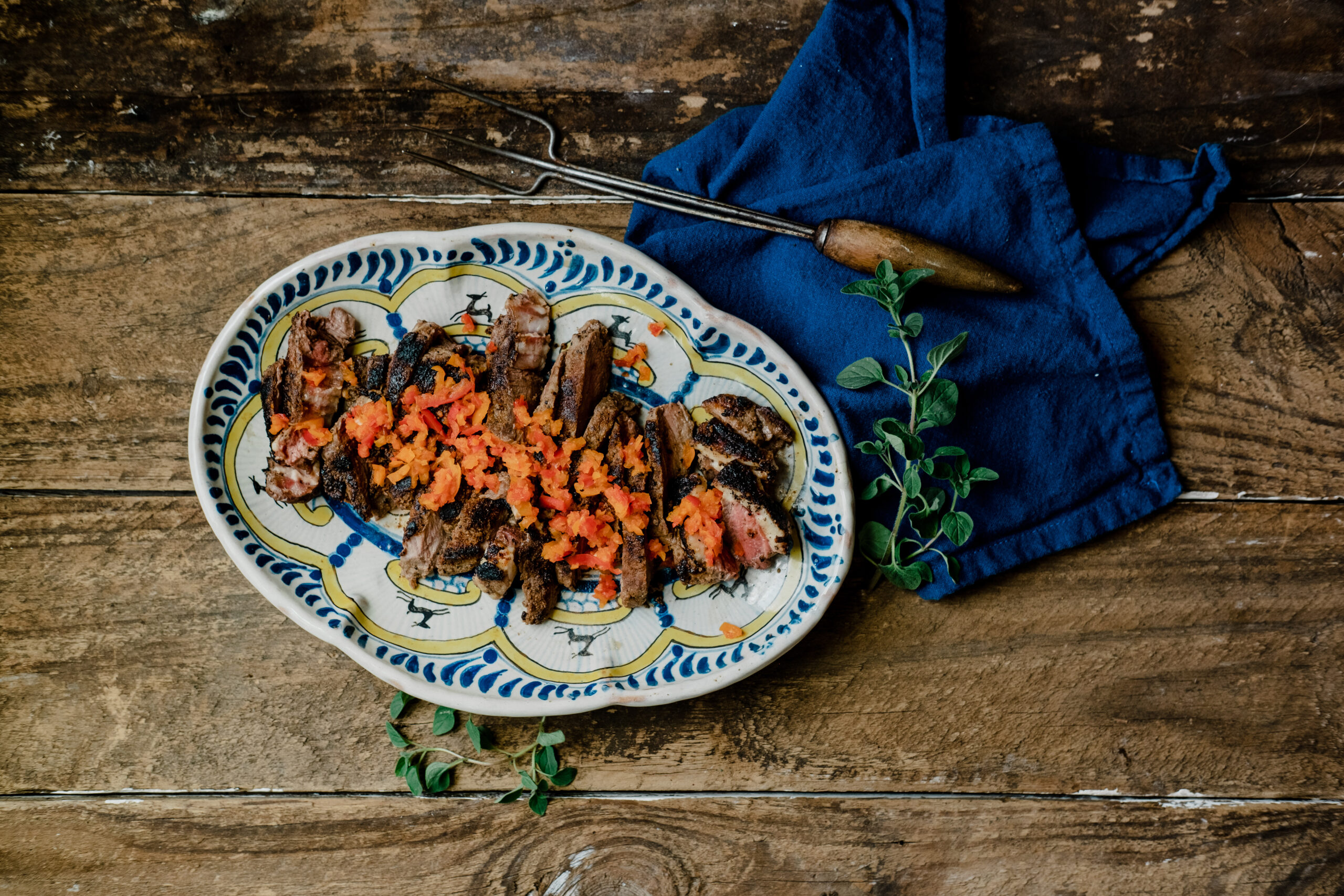 Delicious seared ribeye with pickled sweet peppers. Two easy summer recipes for the family.