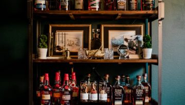 A carefully style home bar and how to make the most of a small space.
