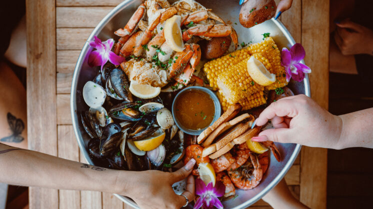 seafood tower at Snoopy's Pearl Oyster Bar