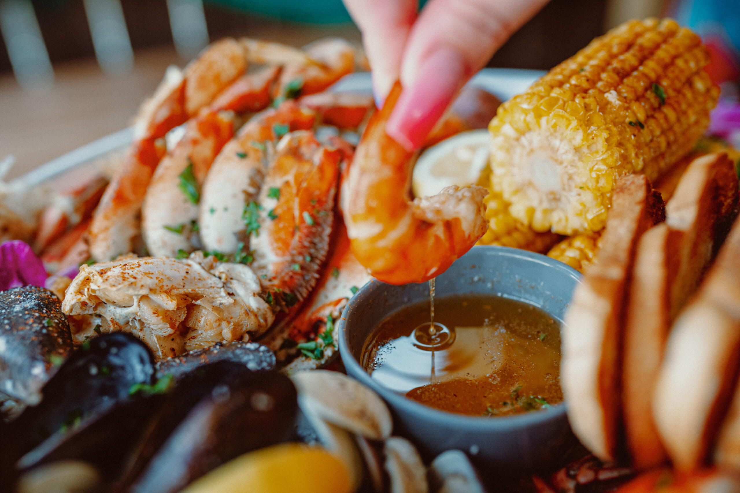seafood tower at Snoopy's Pearl Oyster Bar