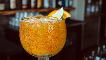 A drink at The Sand Bar in Port Aransas, Texas.