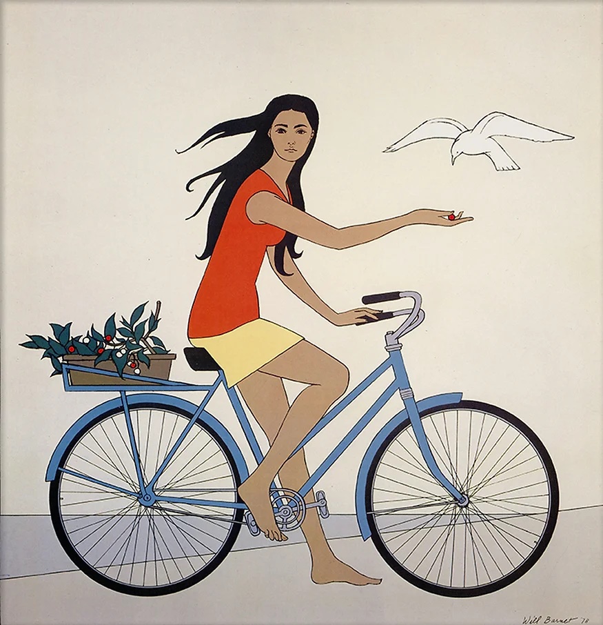 Will Barnet, Blue Bicycle (1979), Color screenprint on paper, 26 3/8 × 25 1/2 in.