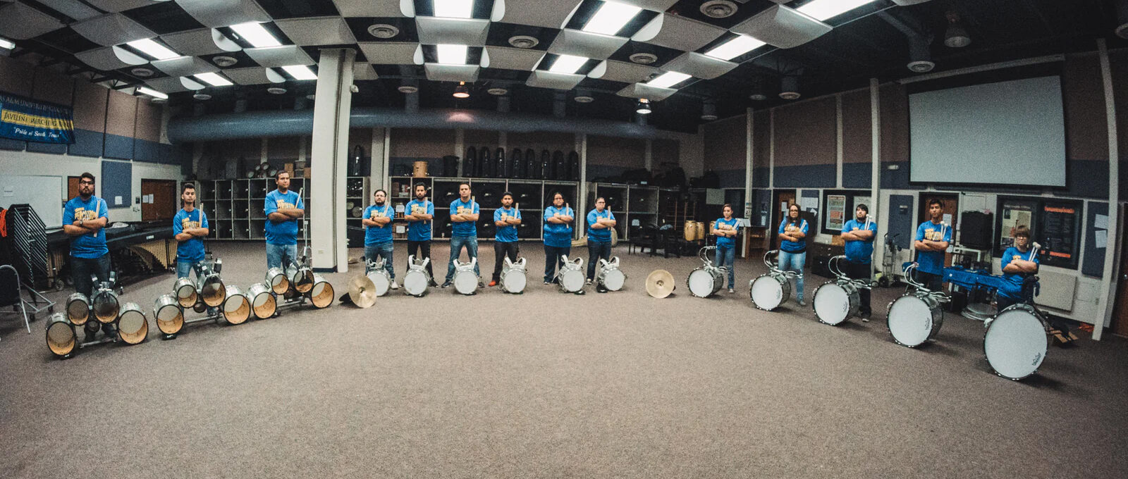 drumline wearing custom apparel from Destroy A Drum