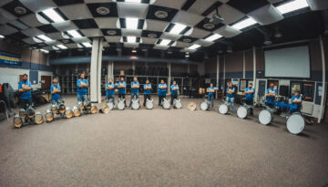 drumline wearing custom apparel from Destroy A Drum