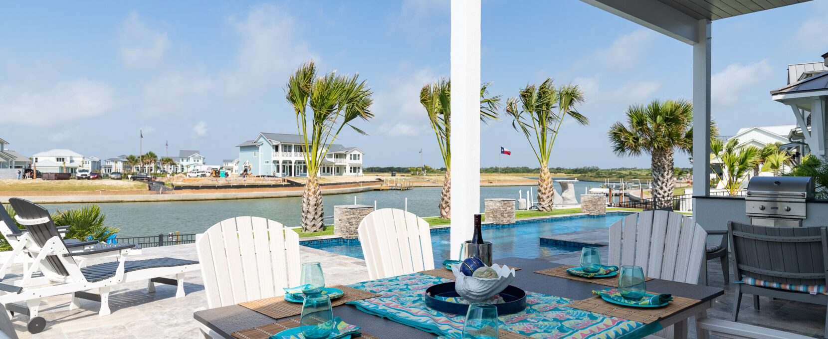 patio overlooking the water at a house at The Reserve