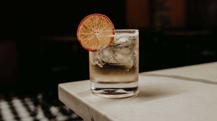 A cocktail on the bar at Old Kress Live, a new bar in Downtown Corpus Christi, Texas.