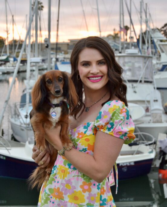 GraceAnn Skidmore and her Dachsund, Dixie from "Wings Away: A Tale of Friendship"