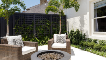 A photo on the backyard patio of the homeowner's house located in Corpus Christi, Texas.