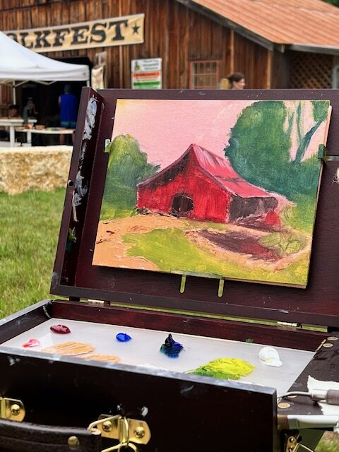 live-painting at Two Rivers Plein Air by the New Braunfels Art League
