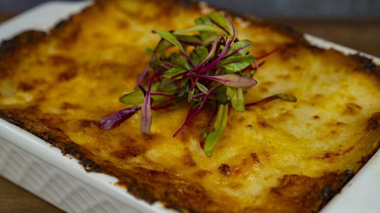 Potatoes au gratin from Champs Meat Market’s new side dish menu.