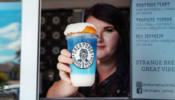 Jorden Tarnoski, owner of Creatures Coffee & Tea Co. serves up inventive coffee and tea beverages