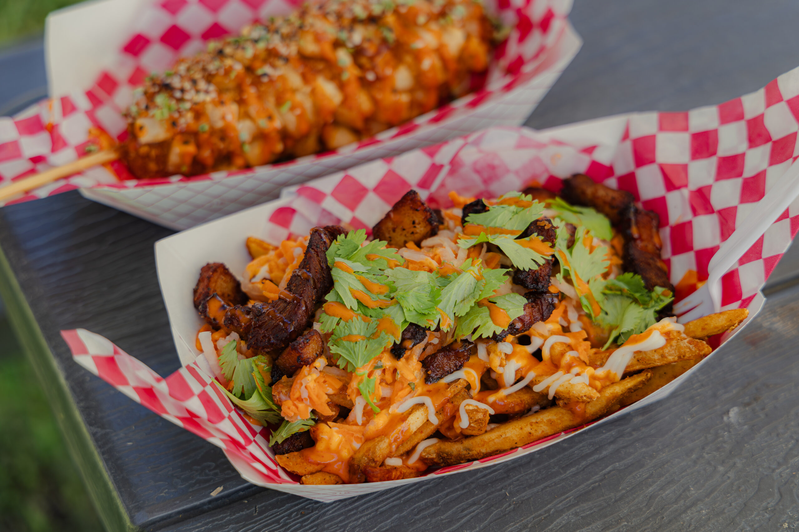 Bahn Mi Fries and Korean Corn Dog from Fatty's Third Coast Food Truck