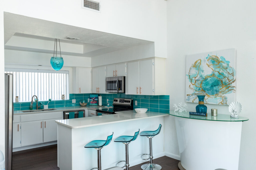 The kitchen in a Port Aransas vacation home.