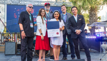 Corpus Christi Mayor Paulette Guajardo is joined by city leaders at the Music Friendly City designation