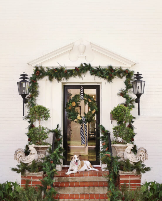 holiday home decor inspiration for a festive front door
