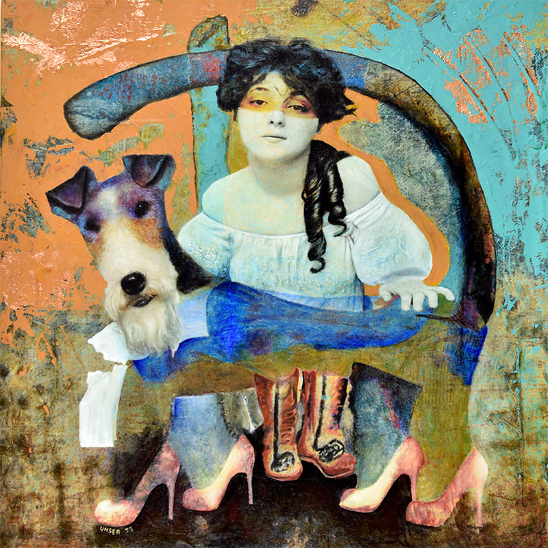 photo of "Dog Show" by Stan Unser, a South Texas multimedia collage artist