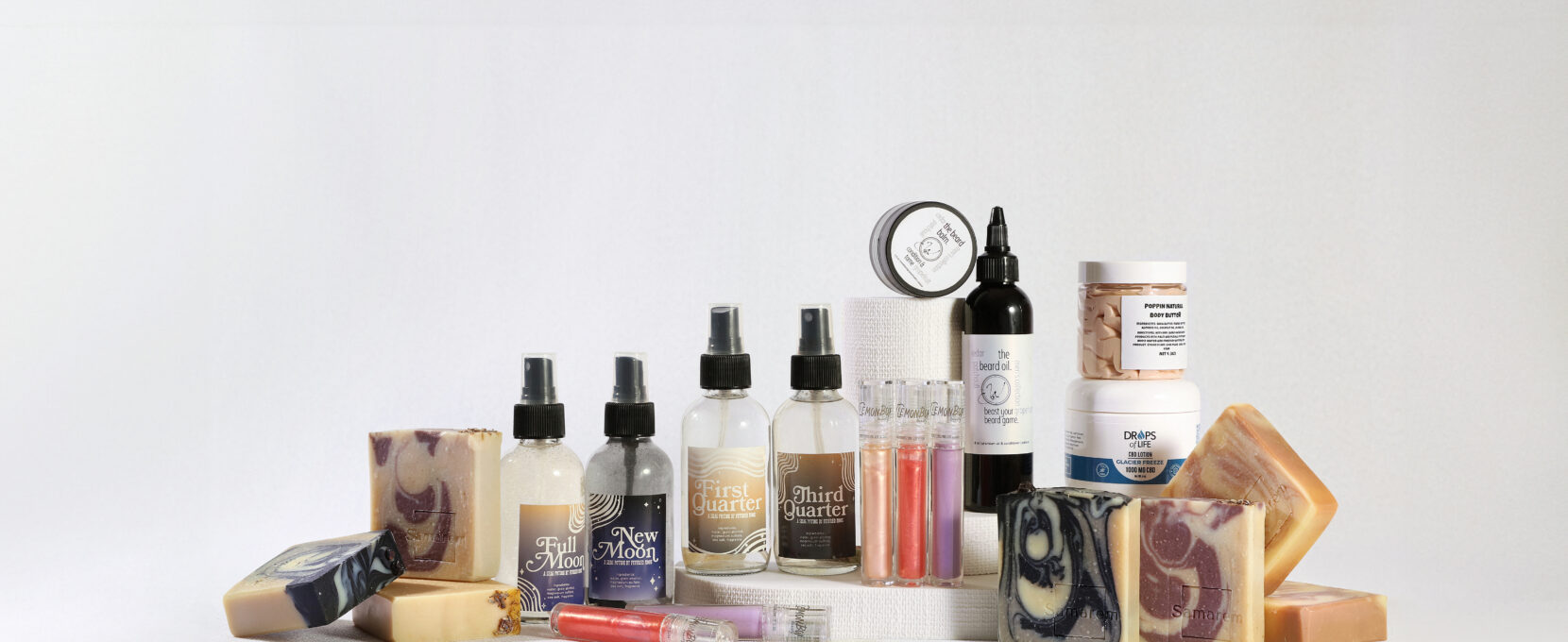 Wellness products in Corpus Christi, from local shops and makers, arranged together.