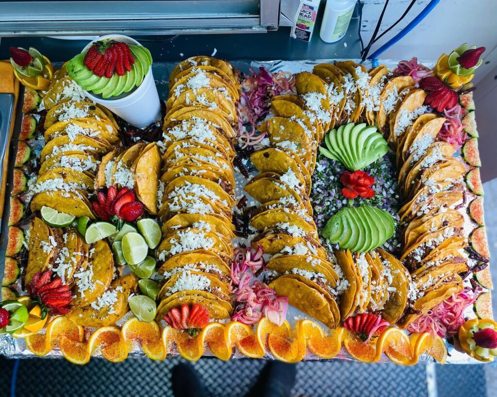 A platter of food from Birrieria y Mariscos El General in Corpus Christi, Texas.