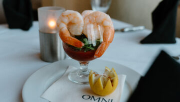 a photo of the shrimp cocktail from Republic of Texas Bar & Grill, which is one of many shrimp cocktails in Corpus Christi to try