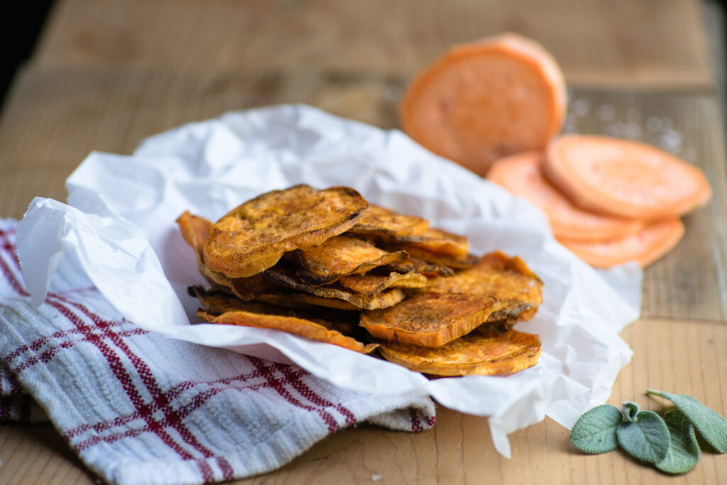 Sweet potato chips recipe from The Bend's Farm to Table archives. 