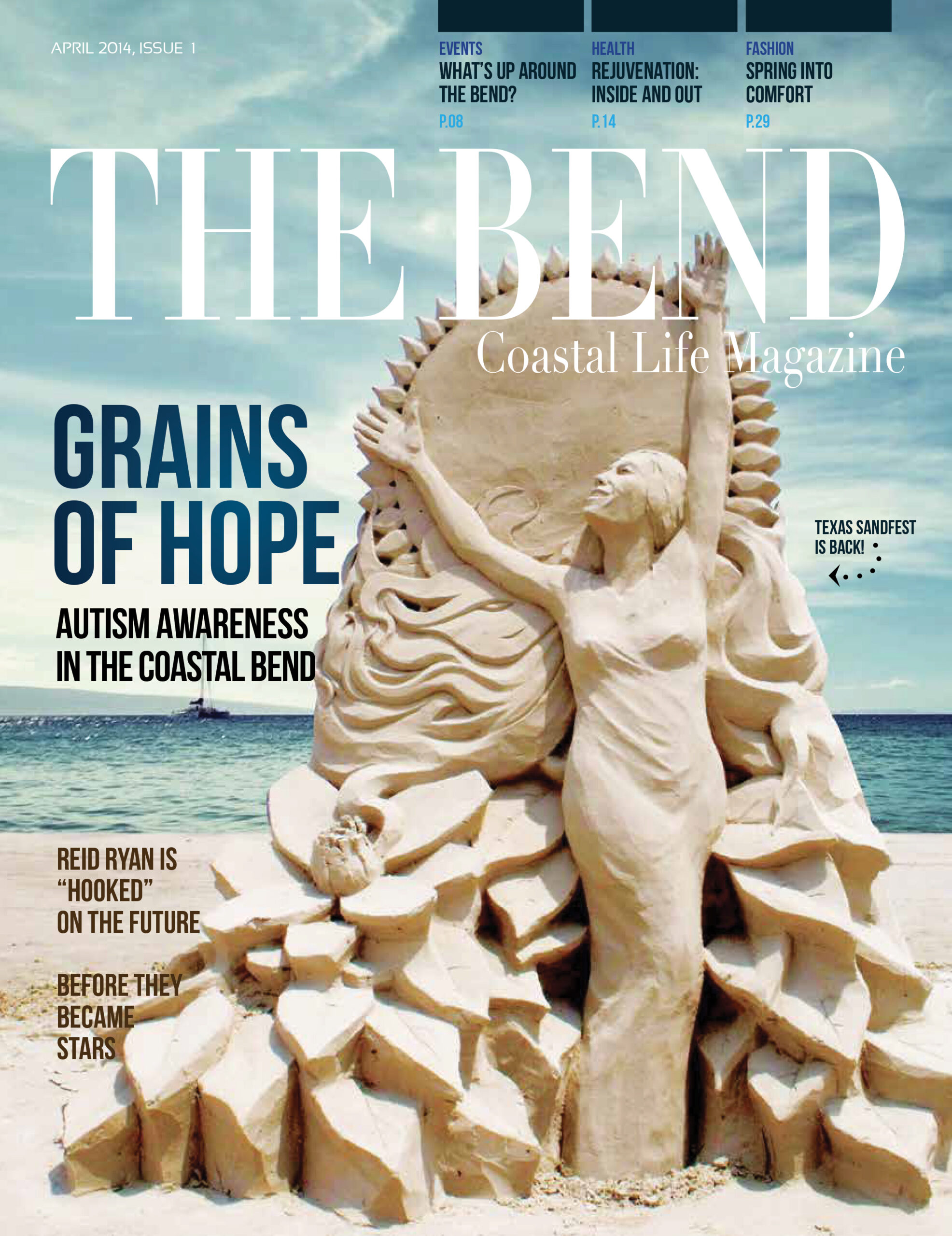 a photo of the first cover of The Bend Magazine in April 2014