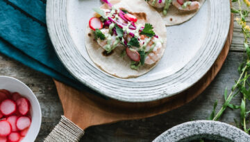 Gulf shrimp tacos recipe from The Bend's Farm to Table archives.