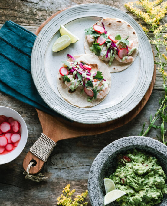 Gulf shrimp tacos recipe from The Bend's Farm to Table archives.