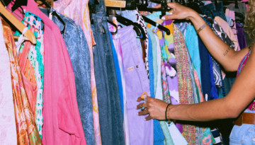 Shopper at a vintage shop in Corpus Christi, Texas