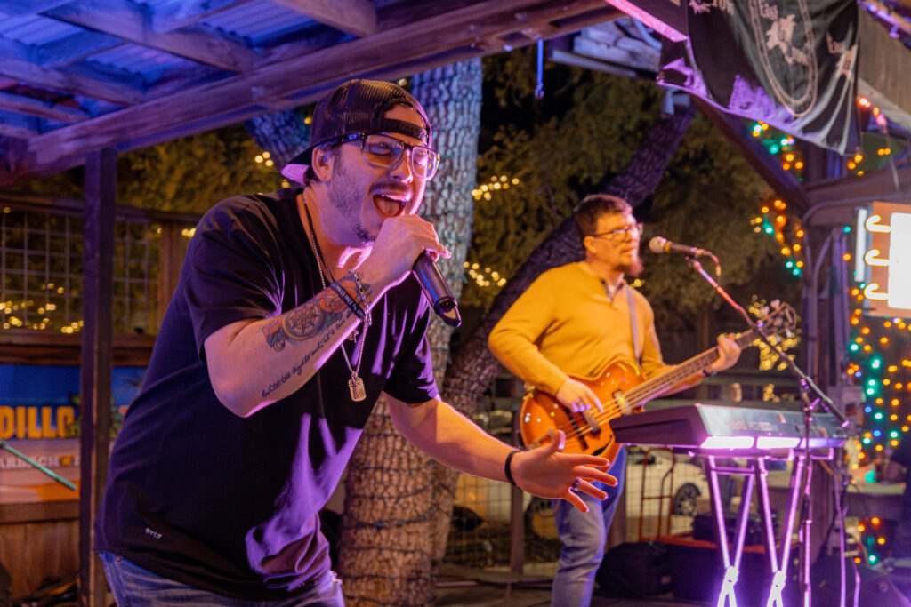 The East and the Crow's lead singer Brian Wright sings powerfully while Lee Dykes plays a mix of guitar and keys.