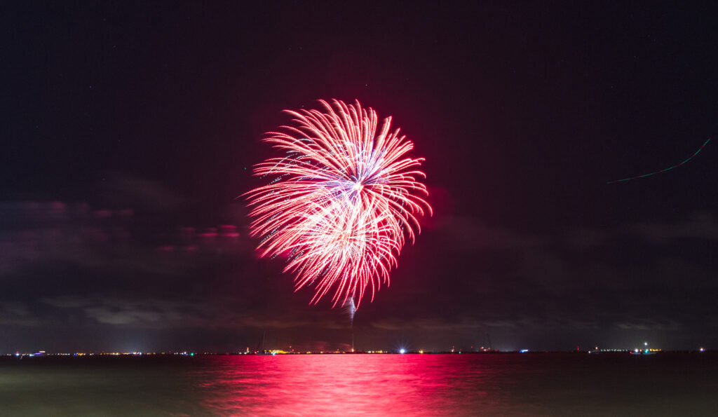 Fireworks over the Corpus Christi Bay.