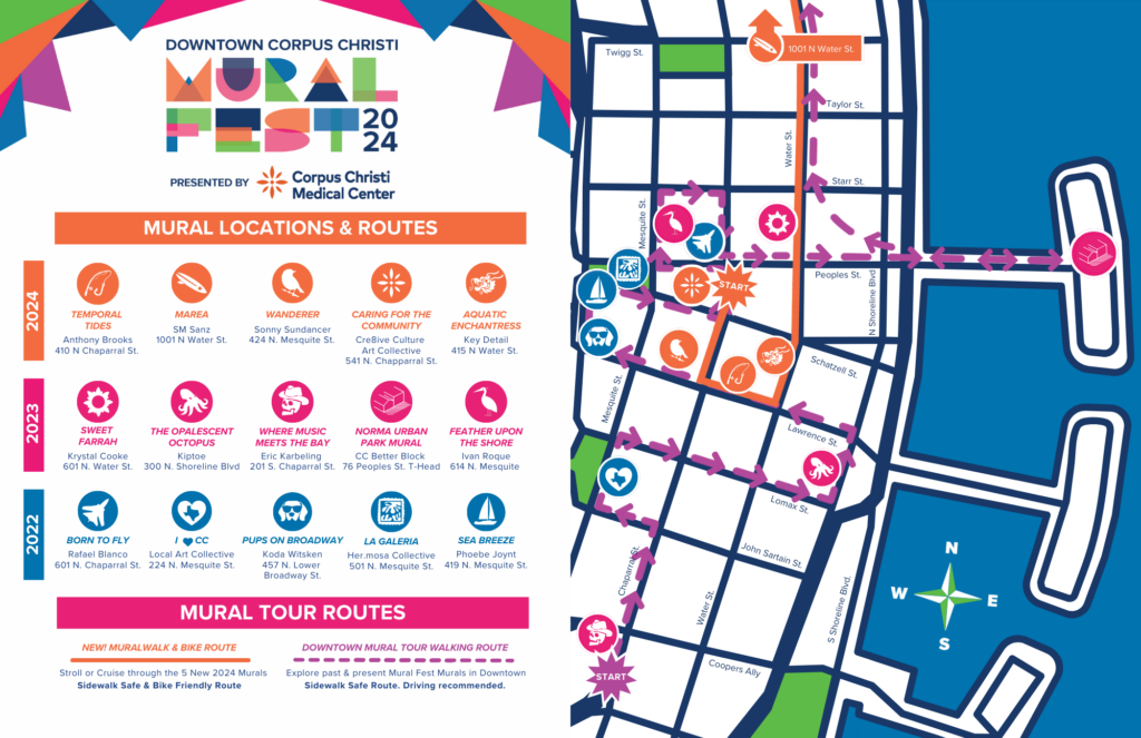 Map of the 2024 MuralFest locations and tour routes.