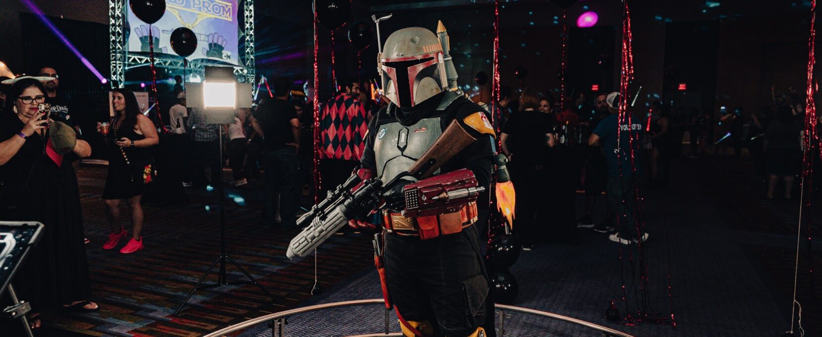 A Corpus Christi Comic Con attendee in Star Wars cosplay at the 2023 Nerd Prom.