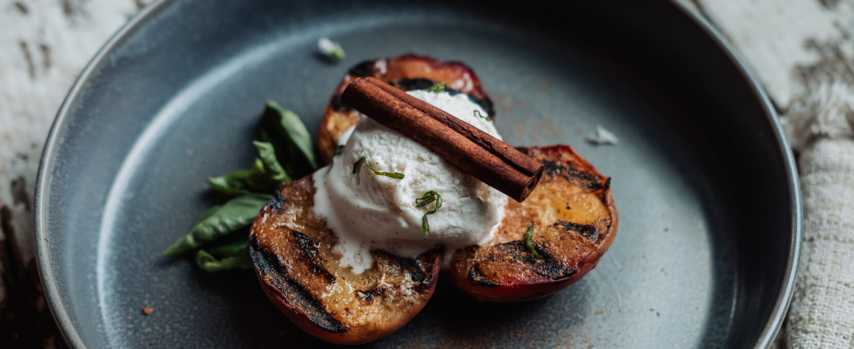 Grilled Peaches with Vanilla Ice Cream