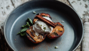 Grilled Peaches with Vanilla Ice Cream