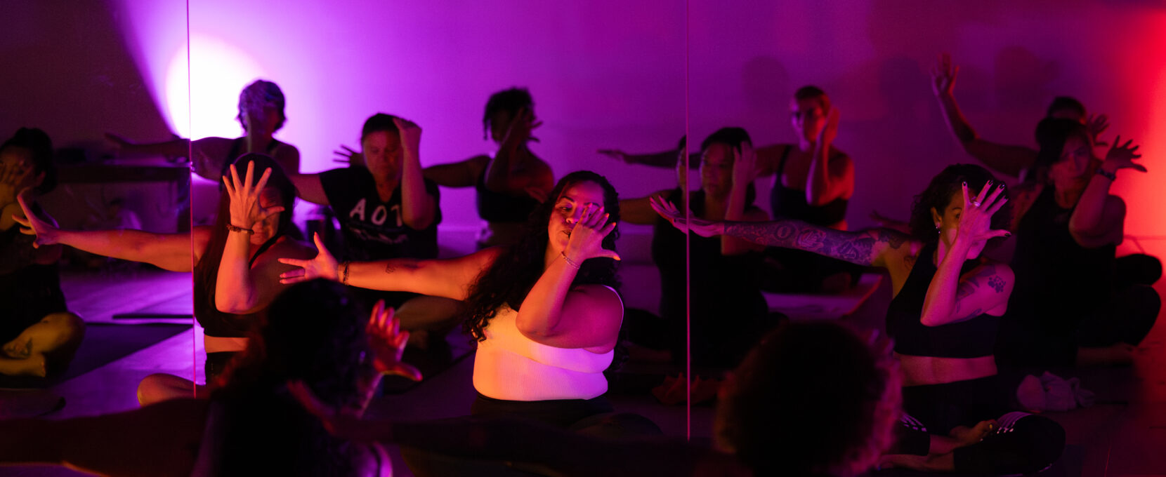 photo of Angela Acuña instructing a Buti MVMNT class in Corpus Christi