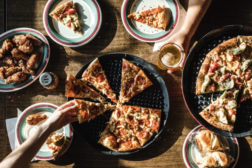 a photo of pizza offerings at B&Js Pizza Corpus Christi