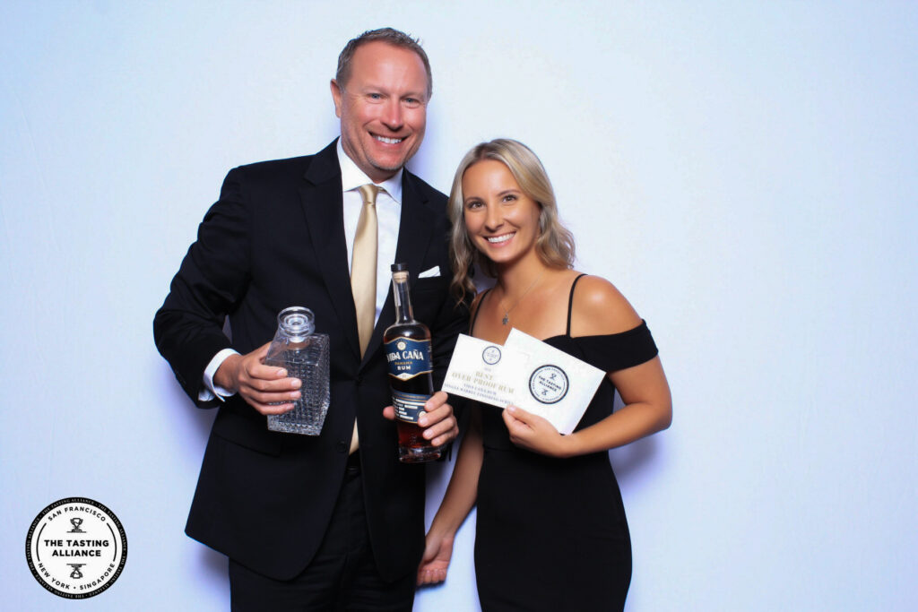 Stephanie DeWaters and Bryan Tierce of Vida Caña Rum with their award-winning over-proof rum at the San Francisco World Spirits Competition.