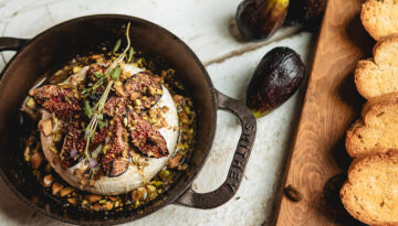 An overhead image of February 2026's Baked Brie recipe.