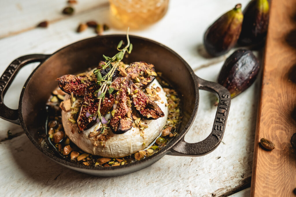 A closeup image of February 2026's Baked Brie recipe.