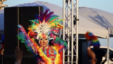 A drag queen performs in Corpus Christi, TX.