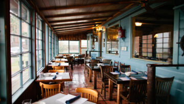 The cozy inside dining area of the Yardarm.