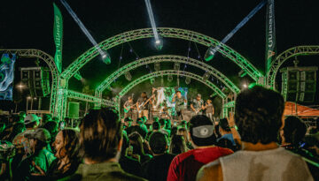 live music on stage at the St. Paddy's Festival in downtown Corpus Christi.