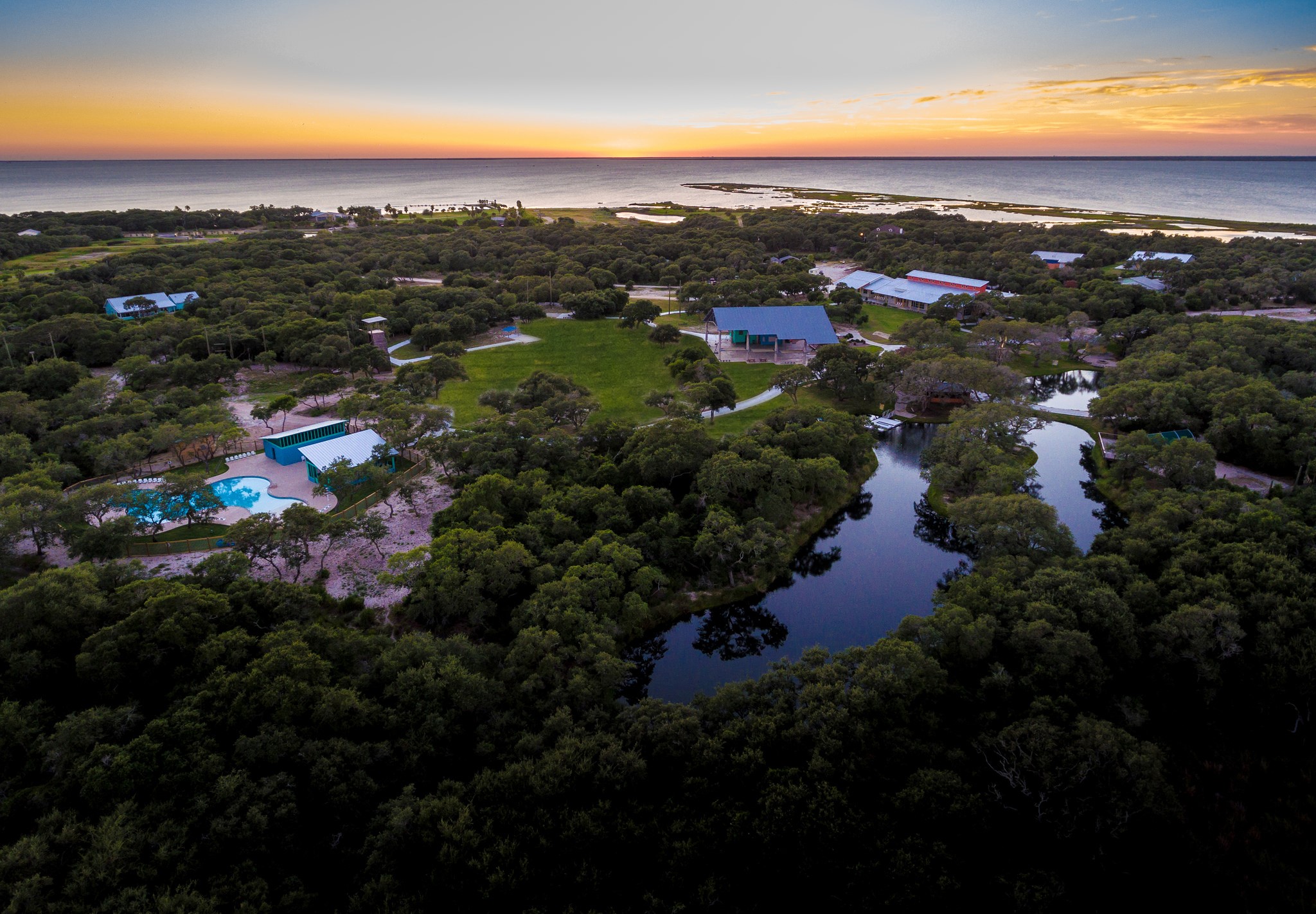 A drone shot of the Camp Aranzazu grounds.